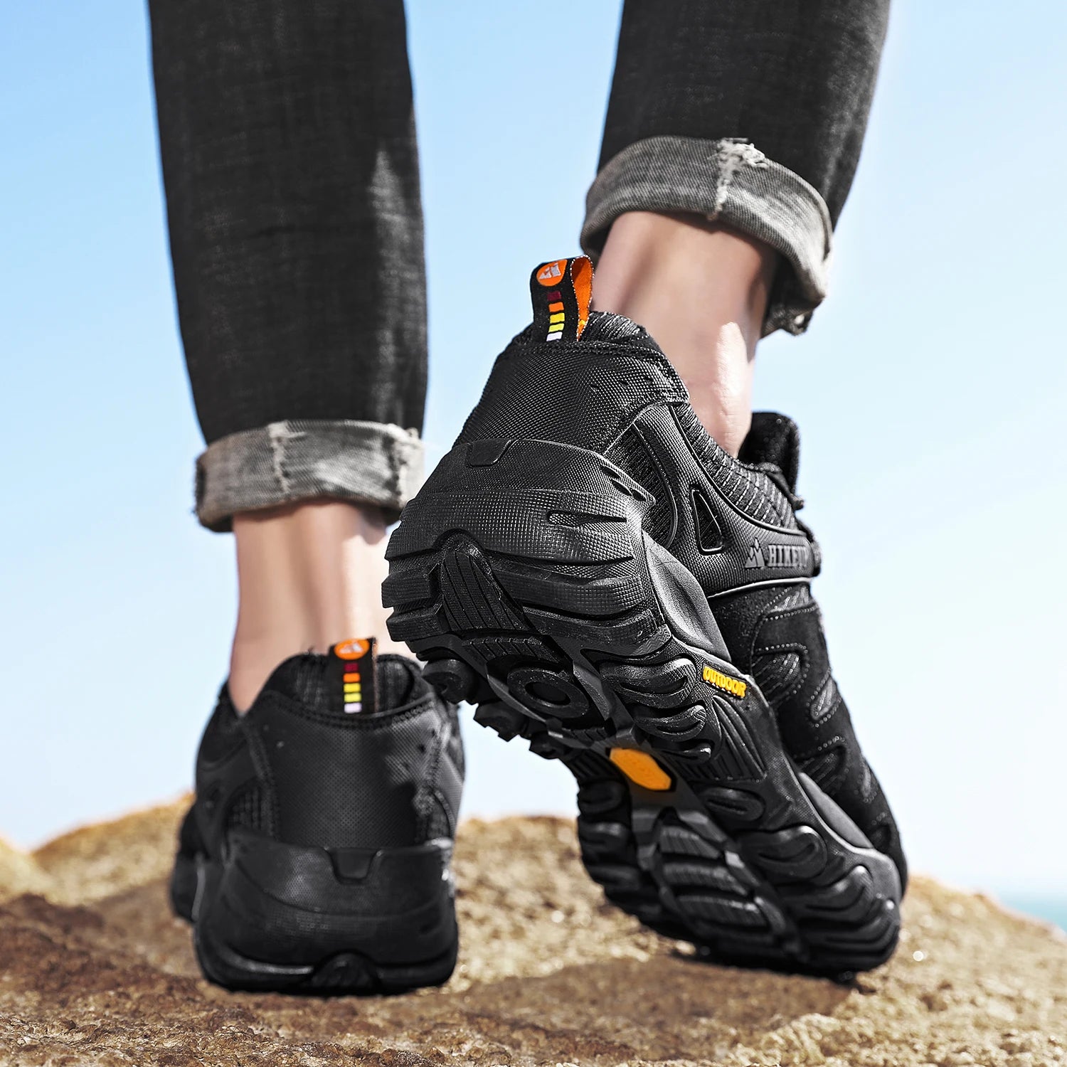 HIKEUP Men's Suede Leather Hiking Shoes – Outdoor Trekking